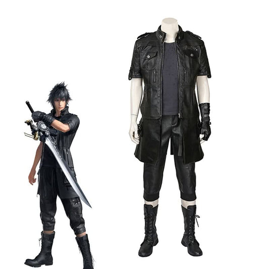 Kingsglaive Final Fantasy XV Noctis Black leather Cosplay  Costume