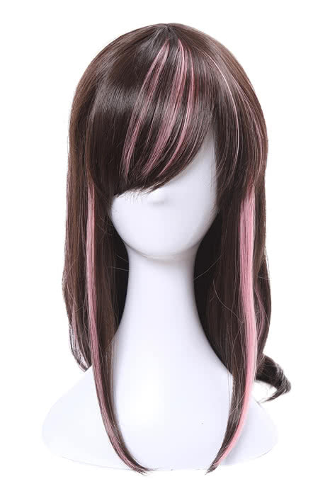 65cm Long Kizuna AI Cosplay Wigs Black and Pink Woman Wigs