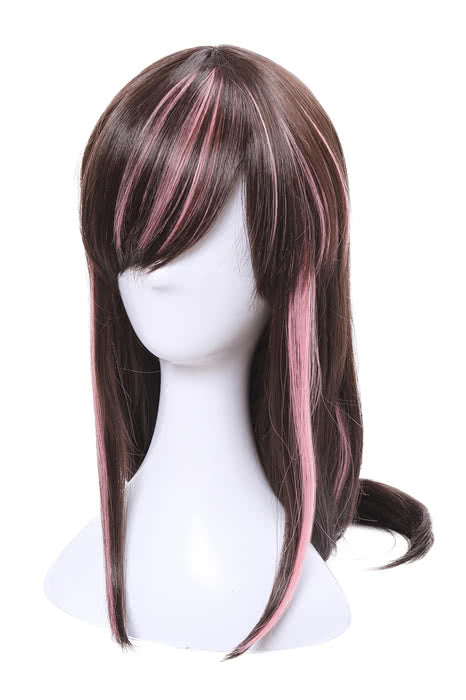 65cm Long Kizuna AI Cosplay Wigs Black and Pink Woman Wigs