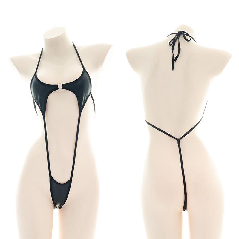 Leather Bikini Strappy Halterneck Underwear Cosplay Costume