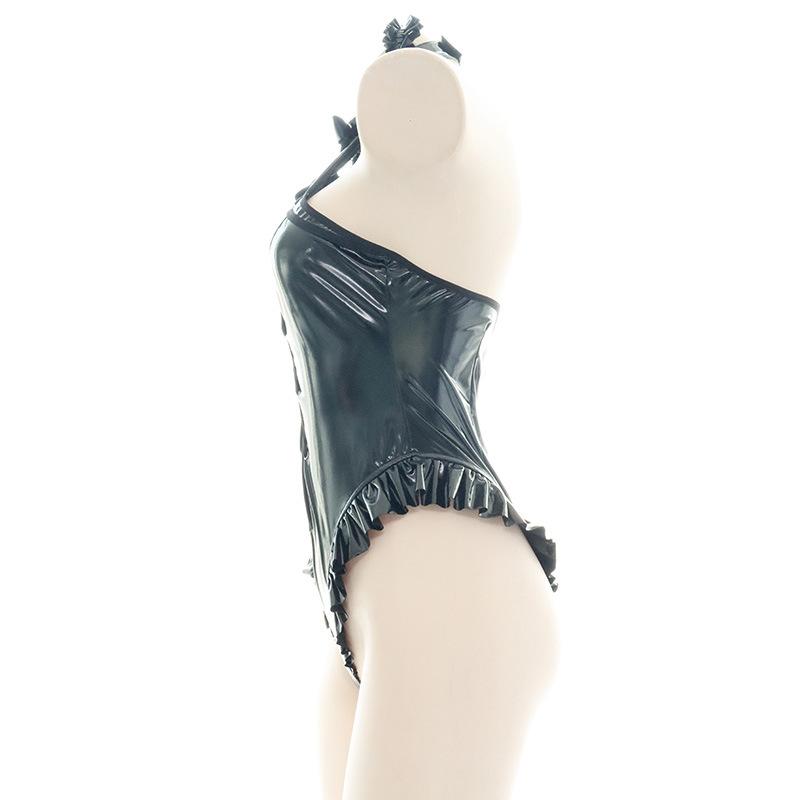 Leather Sexy Straps Cutout Bodysuit Cosplay Costume