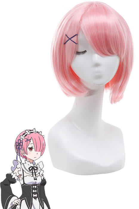 Life In A Different World From Zero Rem Short Bob Straight Pink Anime Female Cosplay Wigs