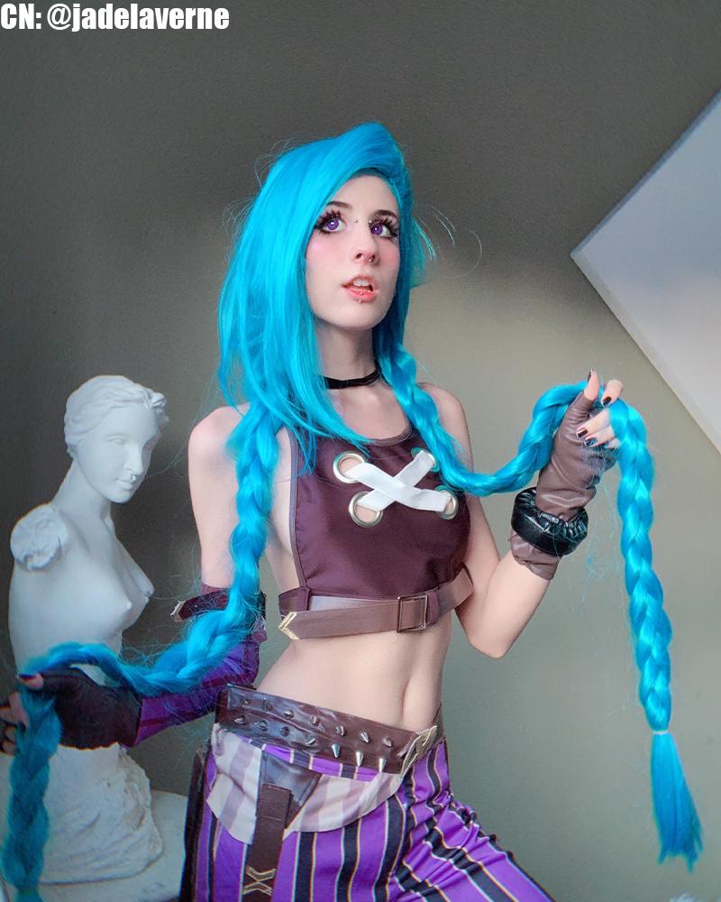 【In Stock】130cm Anime LOL Arcane Jinx Blue Cosplay Wigs