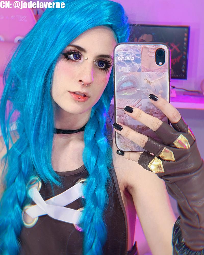 【In Stock】130cm Anime LOL Arcane Jinx Blue Cosplay Wigs