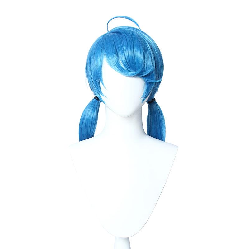 LOL Gwen Blue Gradient Ponytail  Wavy Long Cosplay Wigs