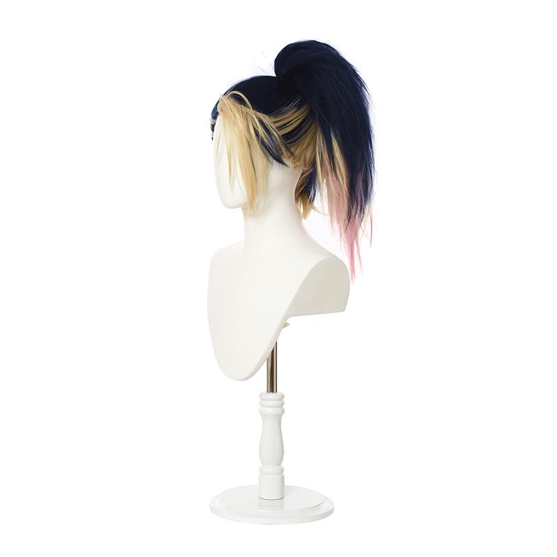 LOL KDA BADDEST Akali Blue Mixed Yellow Long Cosplay Wigs
