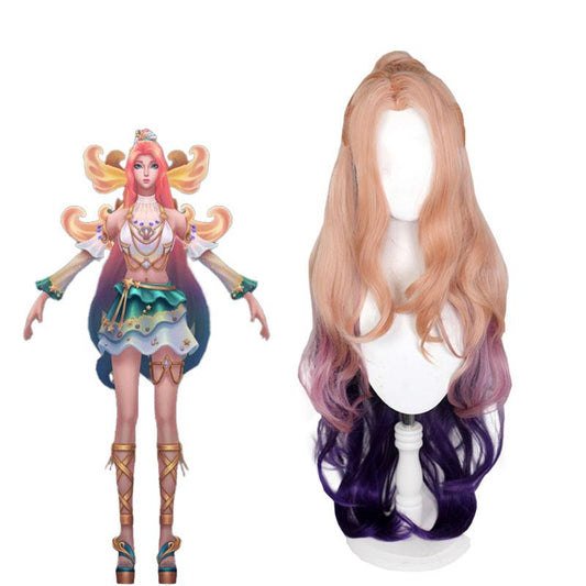 LOL Ocean Song Seraphine Mixed Color Purple Long Cosplay Wigs Halloween wig