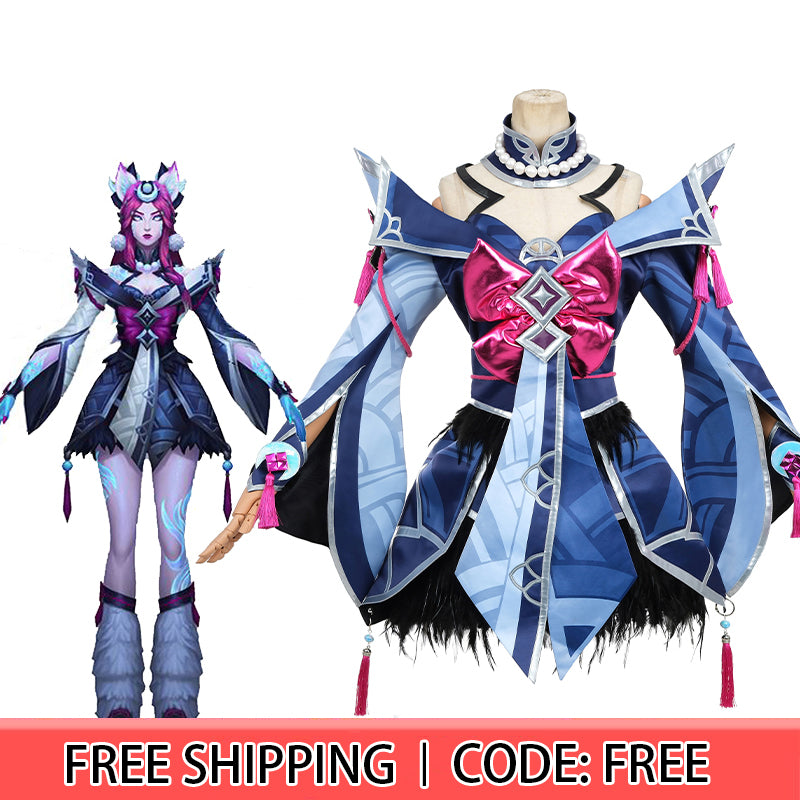 LOL Snow Moon Ahri Cosplay Costume Halloween Costume