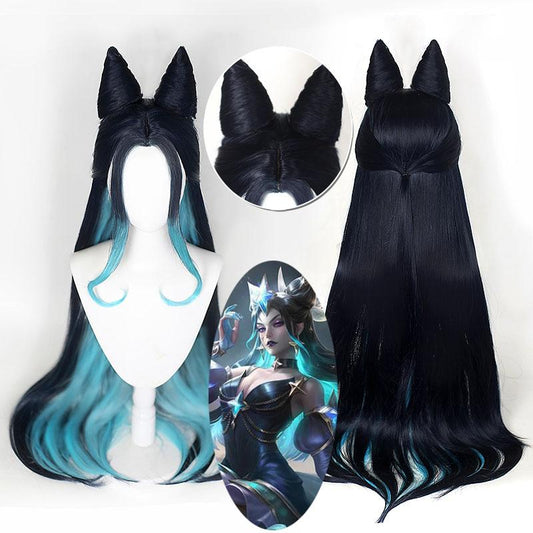 LOL Star Guardian Syndra Black Mixed Blue Cosplay Wigs Halloween wig