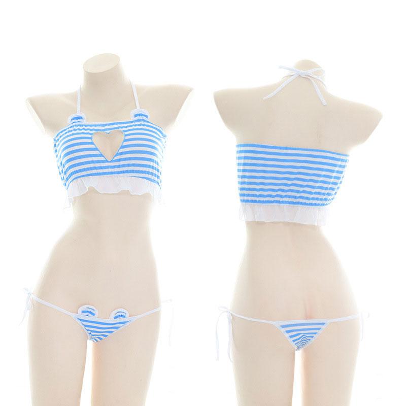 Love Hollow Striped Bikini Cosplay Costume