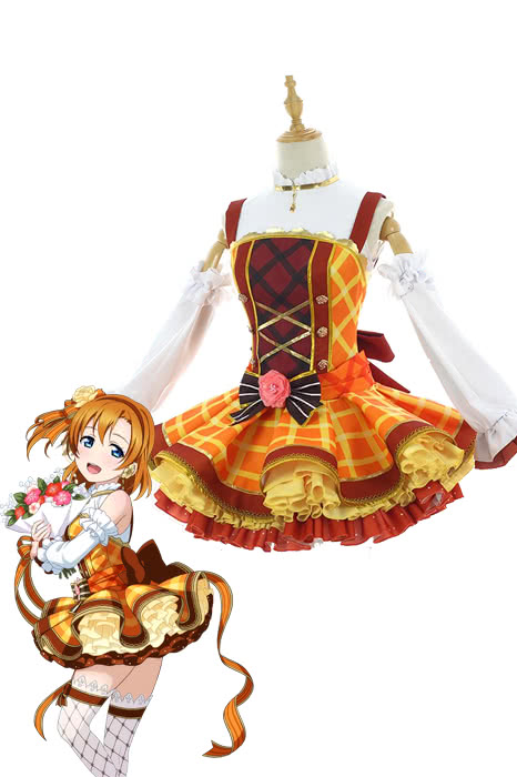 Love Live Bouquet Awaken Kosaka Honoka Orange Dress Anime Cosplay Costumes