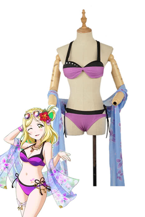 Love Live Sunshine Angel Aqours Unawaken Mari Ohara Purple Swimsuit Anime Cosplay Costumes