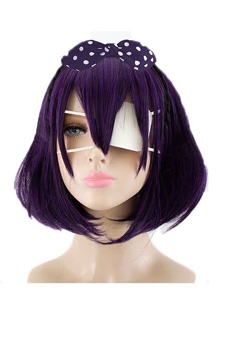 Kakegurui Midari Ikishima Short Purple Mixed Black Anime Cosplay Woman Wigs