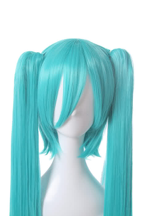 120cm Supper Long Green Vocaliod Cosplay Wigs Megurine Miku Straight Clip on Ponytails Full Hair