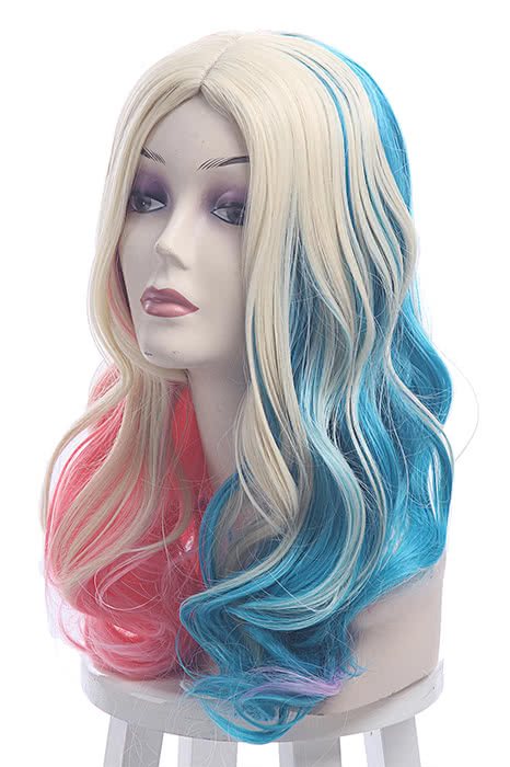 Suicide Squad Harleen Quinzel Cosplay Wigs Curly Mixed Colored Hair