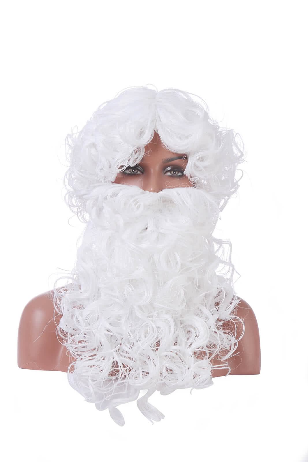 New Christmas Santa Claus White Curly Wigs with Beards Cosplay Wigs