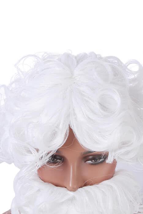 New Christmas Santa Claus White Curly Wigs with Beards Cosplay Wigs