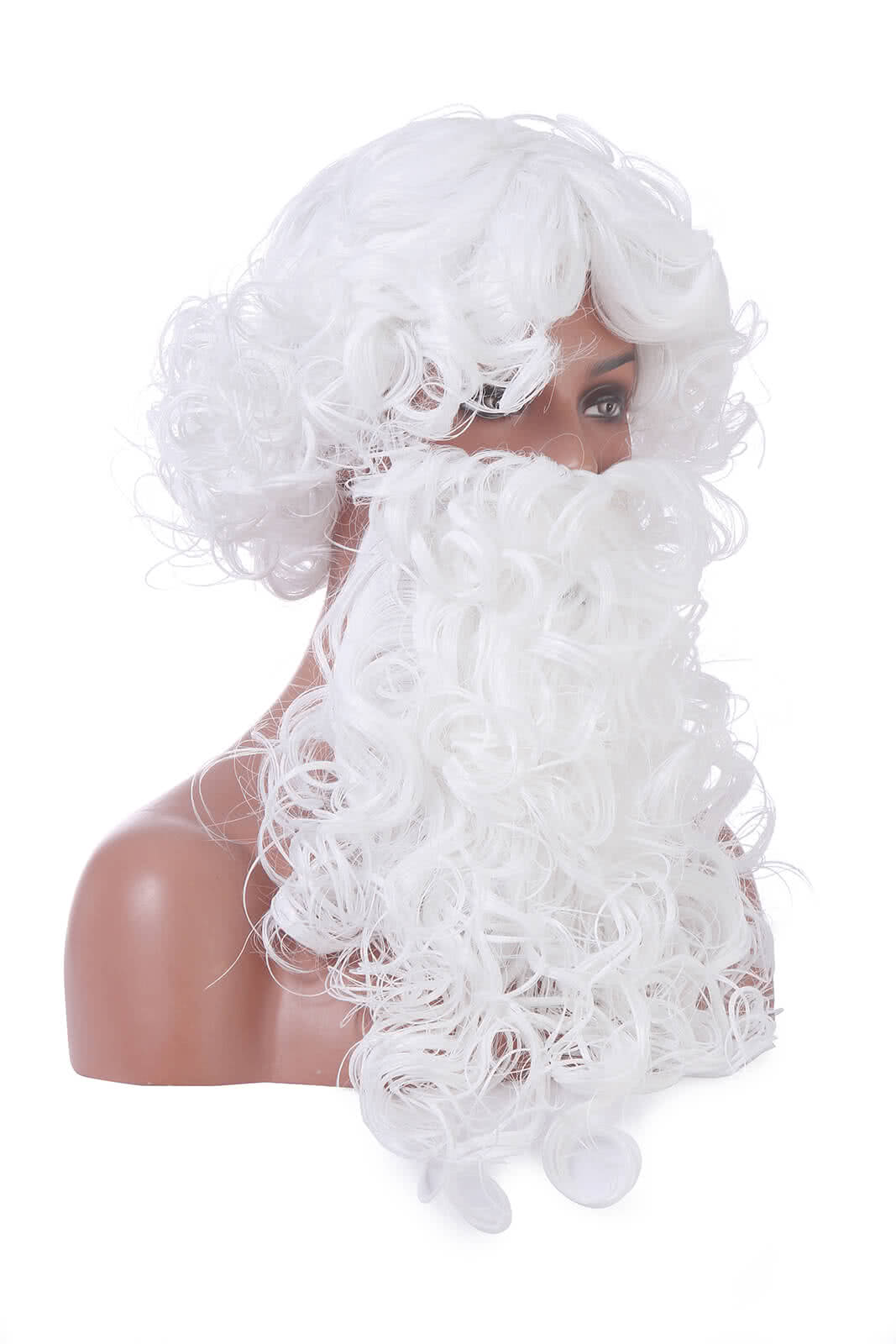 New Christmas Santa Claus White Curly Wigs with Beards Cosplay Wigs