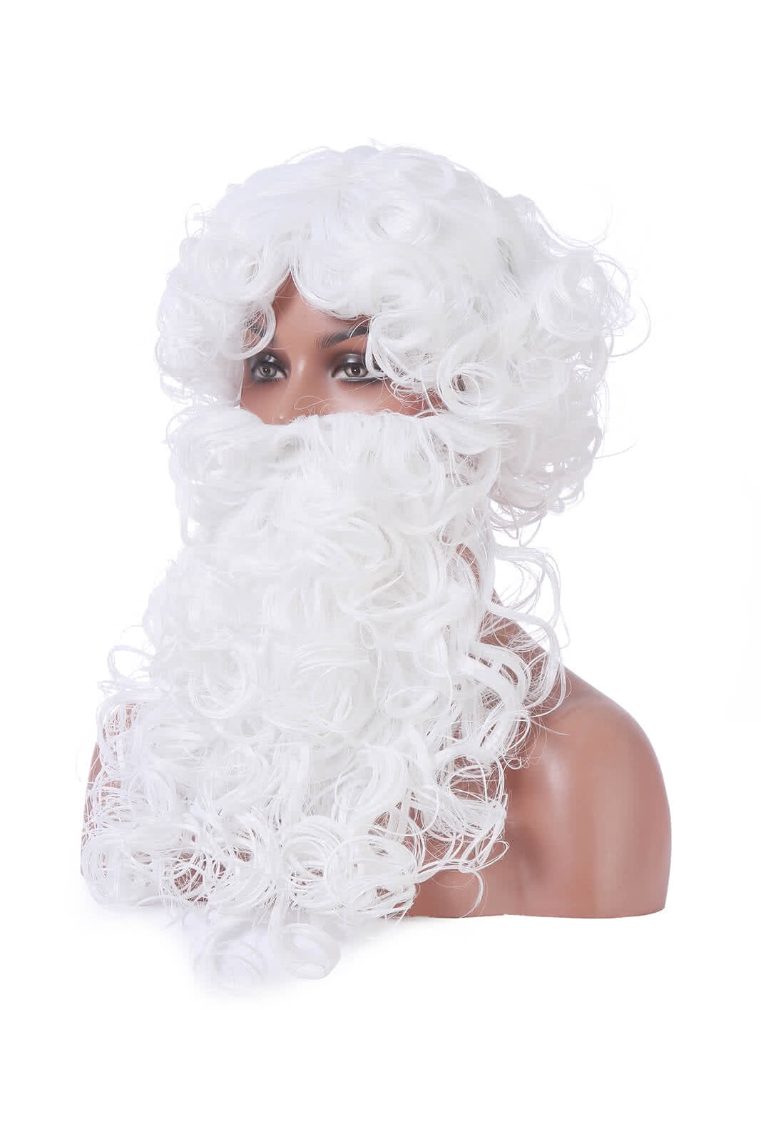 New Christmas Santa Claus White Curly Wigs with Beards Cosplay Wigs