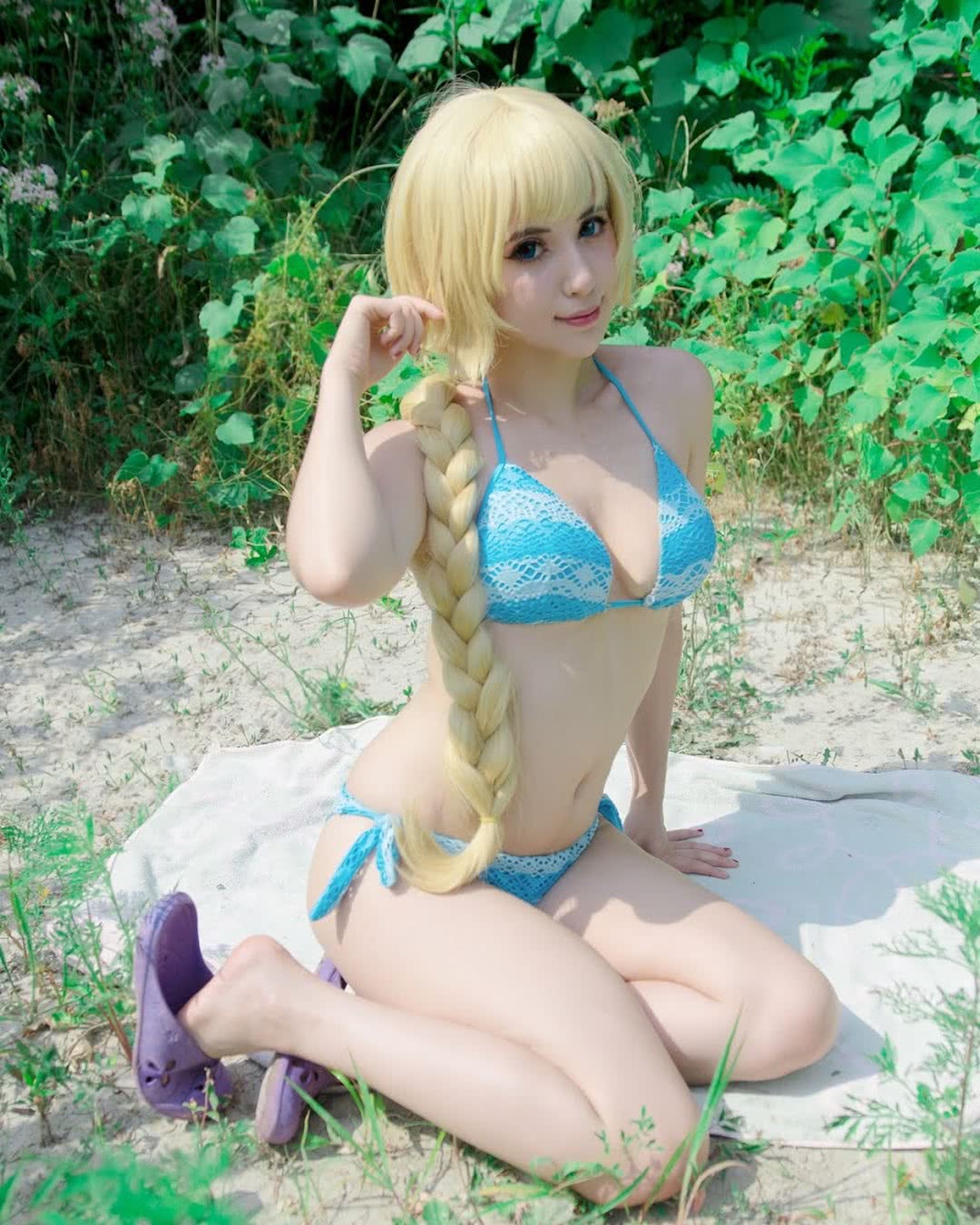 Fate/Grand Order Joan of Arc Blonde Synthetic Long Cosplay Wigs Braids