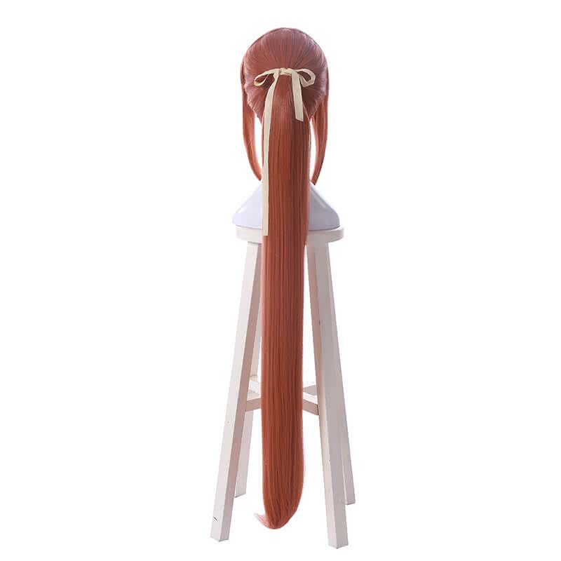 DDLC Monika Super Long Deep Pink Curly Synthetic Cosplay Wigs