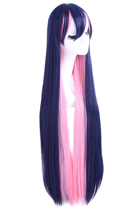 Panty & Stocking with Garterbelt Anarchy Stocking Long Straight Indigo Pink Cosplay Wigs