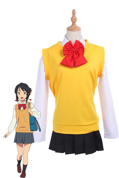 Movie Your Name Mitsuha Miyamizu Long Sleeves Cosplay Costumes