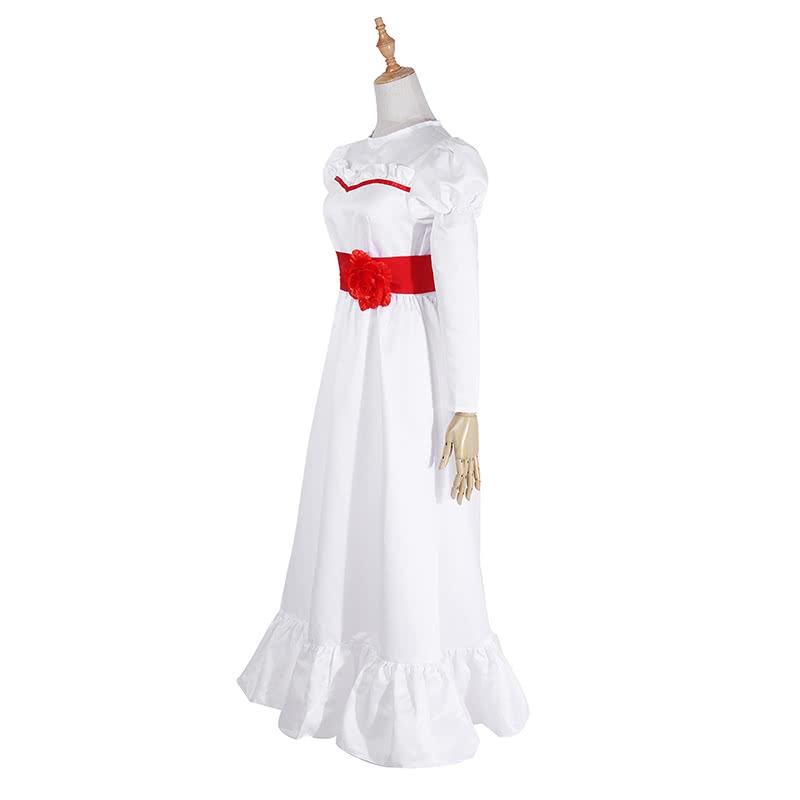 Movie Annabelle Horror Lady White Dress Halloween Cosplay Costume