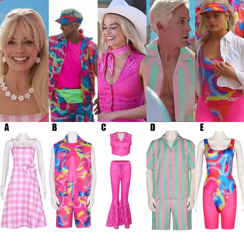 Movie Barbie Cosplay Costume Pink Dress