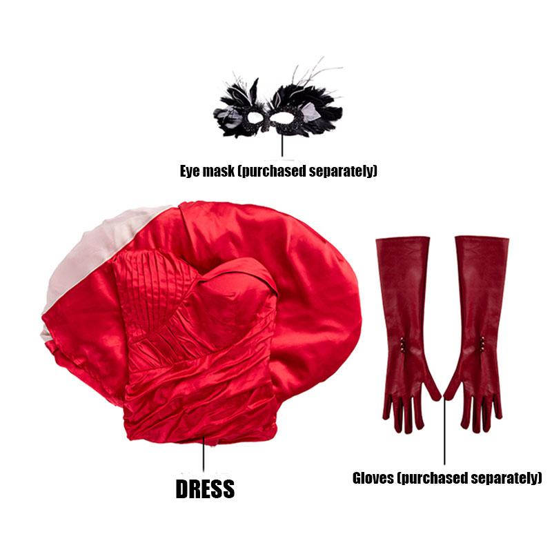 Movie Cruella Cruella de Vil Red Dress Halloween Cosplay Costume