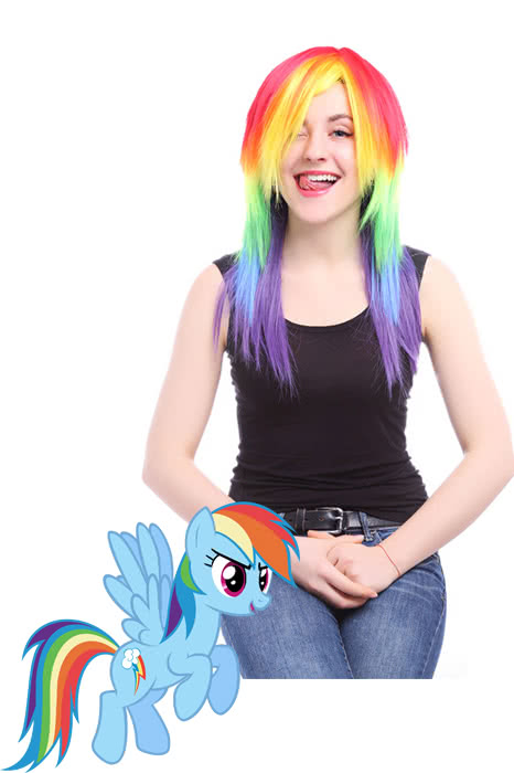 50cm Medium Cosplay Wig Rainbow My Little Pony Friendship Is Magic Party Hair