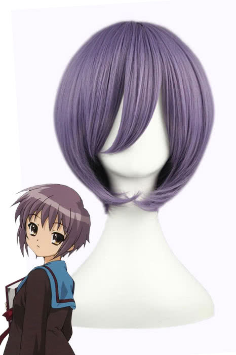 35cm The Melancholy Of Haruhi Suzumiya Nagato Yuki Cosplay Wigs Short Purple Woman Wigs