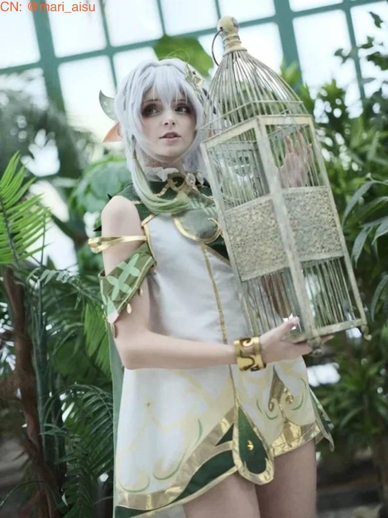 Genshin Impact Nahida Grey Mixed Green Cosplay Wigs