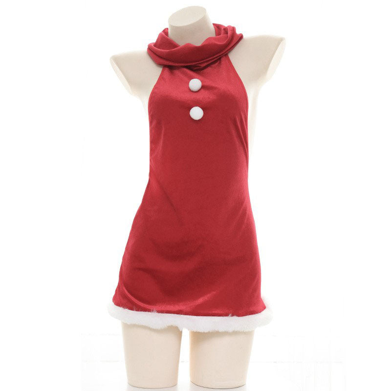 Christmas backless sexy fur ball dress Cosplay Costume