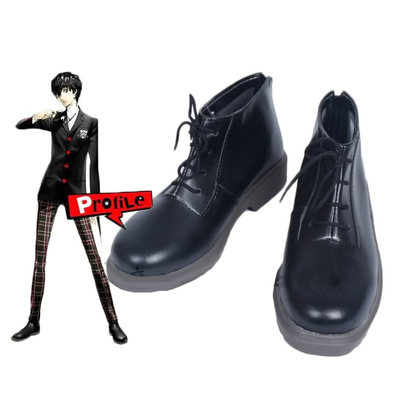 Persona 5 Joker Anime Black Shoes Game Cosplay Shoes