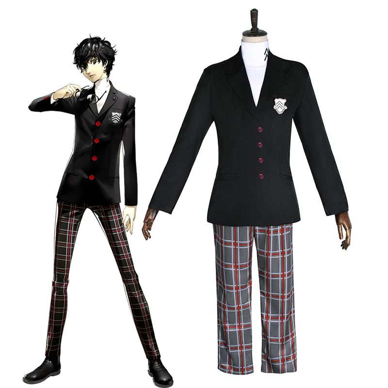 Persona 5 Joker Black Uniform Suit Game Cosplay Costumes