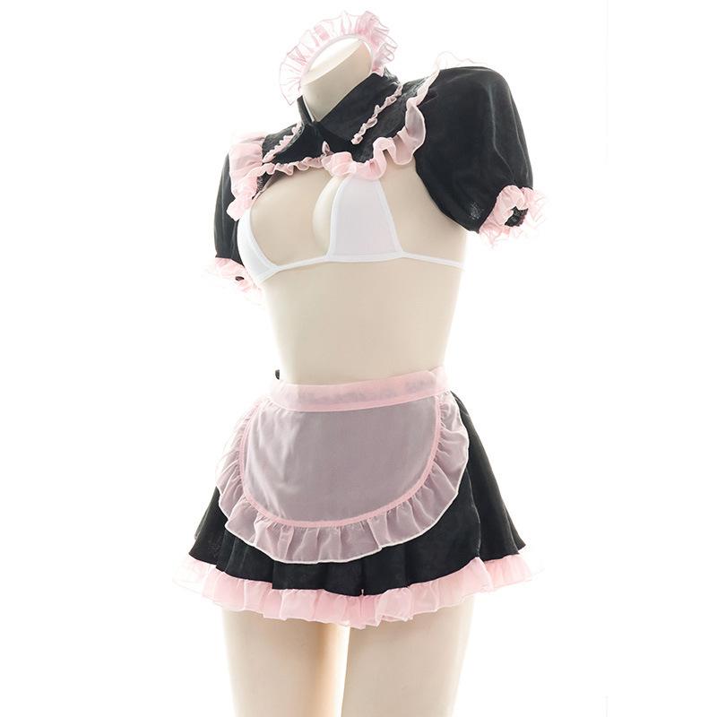 Pink Black Maid Sexy Pajama Cosplay Costume