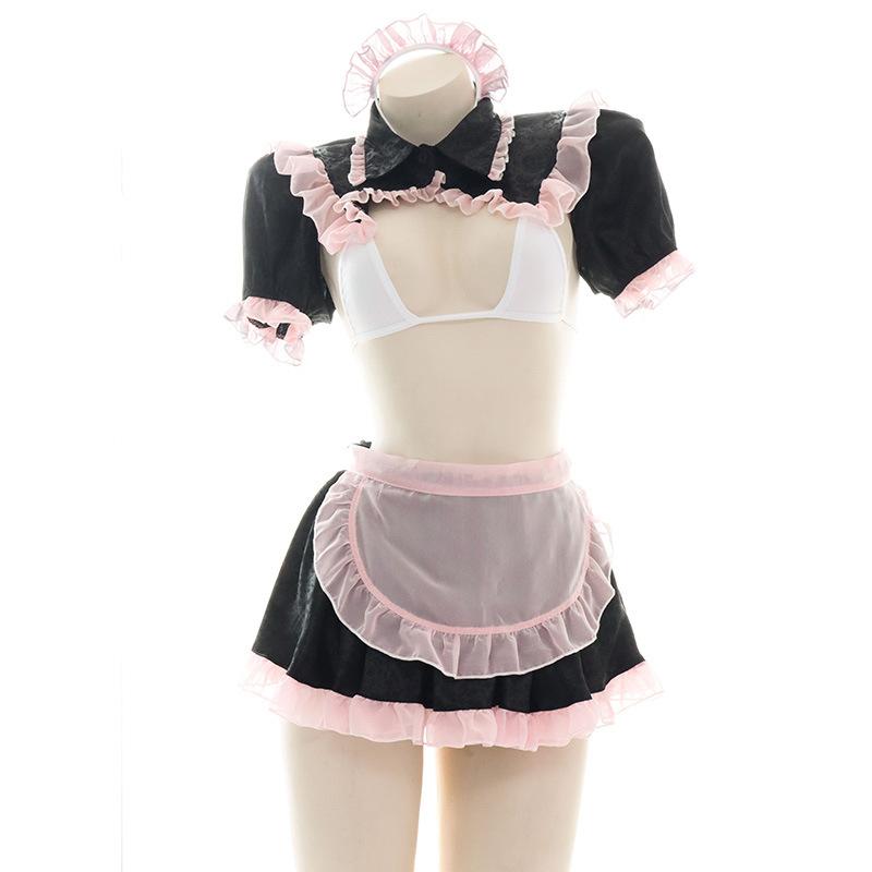 Pink Black Maid Sexy Pajama Cosplay Costume