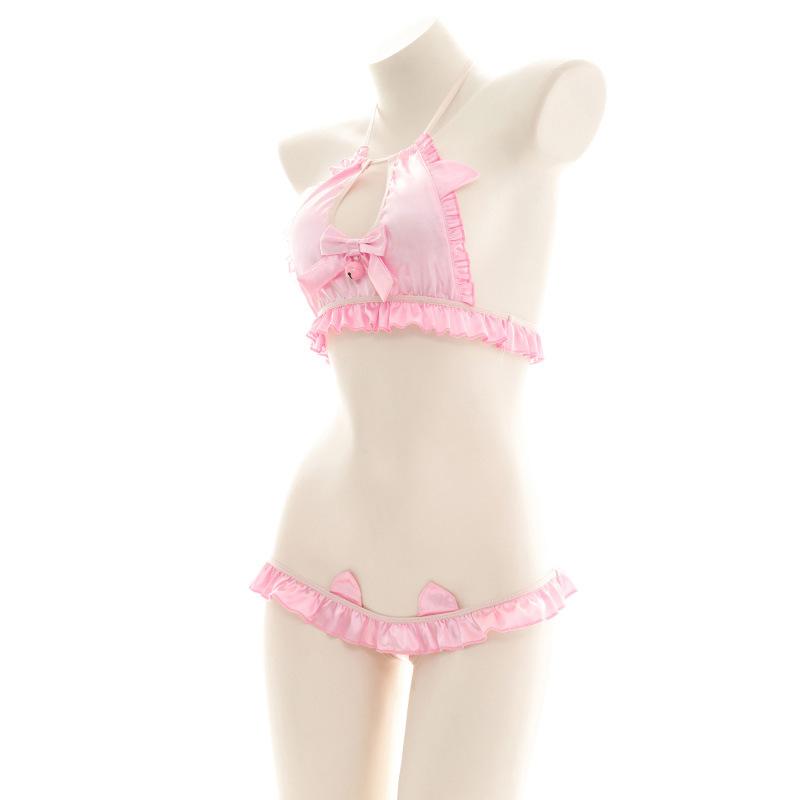 Pink Cute Bow Sexy Lingerie Cosplay Costume