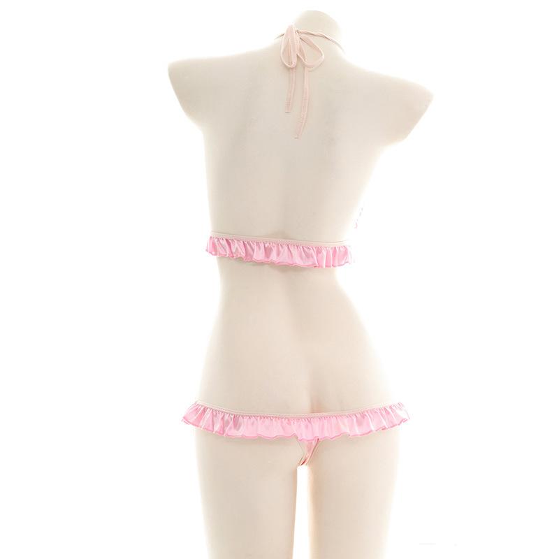 Pink Cute Bow Sexy Lingerie Cosplay Costume