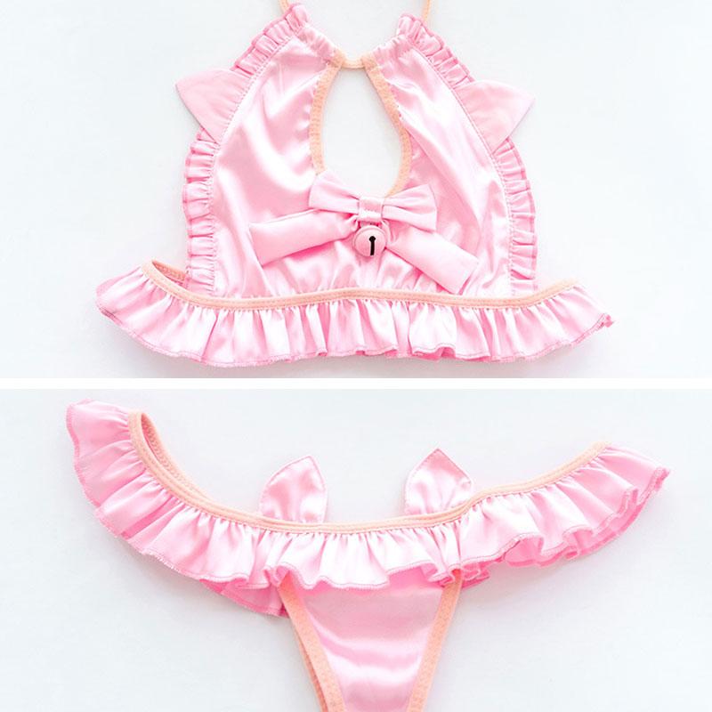 Pink Cute Bow Sexy Lingerie Cosplay Costume