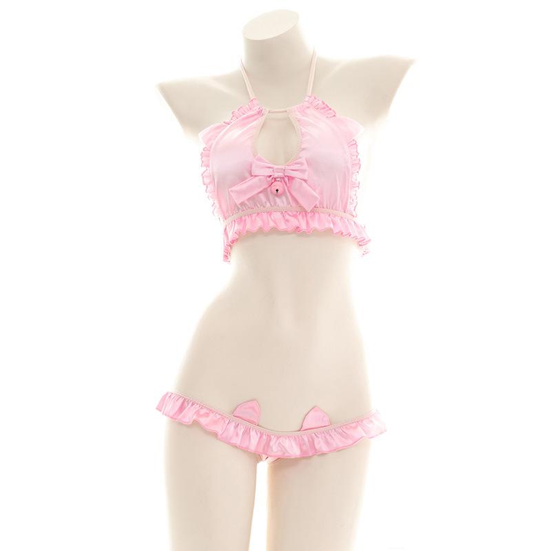 Pink Cute Bow Sexy Lingerie Cosplay Costume