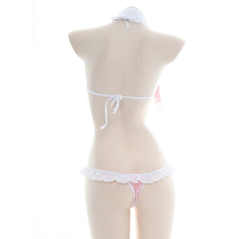 Pink Cute Ruffles Sexy Pajama Cosplay Costume