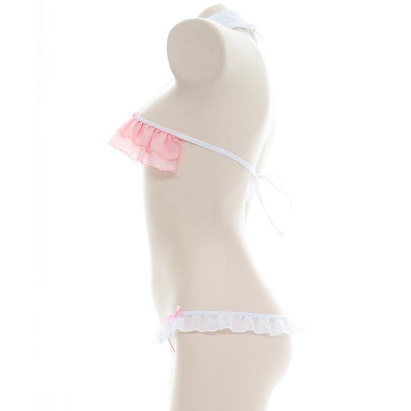 Pink Cute Ruffles Sexy Pajama Cosplay Costume