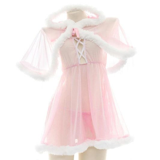 Pink Transparent Cute Plush Pajama Cosplay Costume