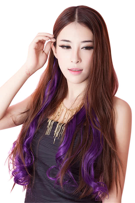 5 Colors Colorful 50cm Long Curly / Wave Clip in Hair Extensions