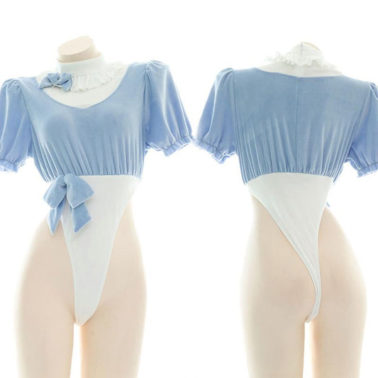 Plush High Fork Sexy Bow Underwear Cosplay Costume