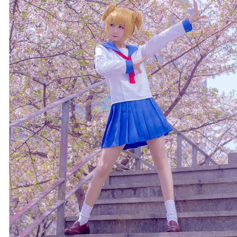 Poputepipikku Pop Team Epic Popuko und Pipimi Blaue Uniform Rock Anime Cosplay Kostüme