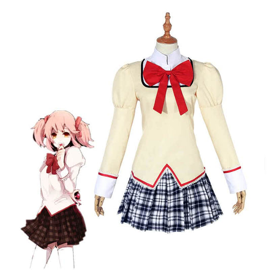 Puella Magi Madoka Magica Yellow School Uniform Cosplay Costumes