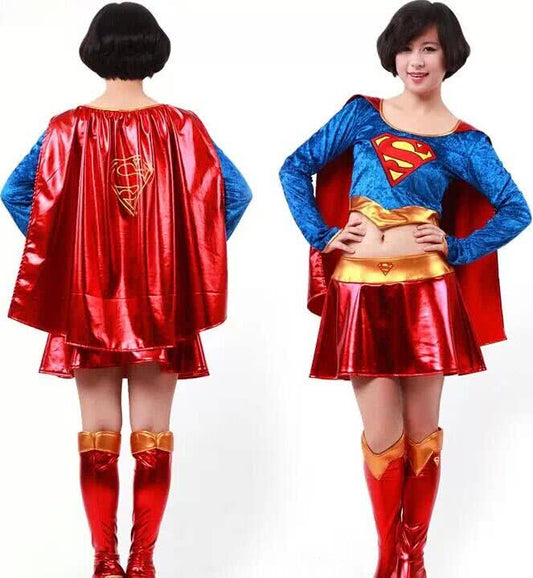 Dynamic Superwoman Halloween Costume Adults Uniform With Superman Logo